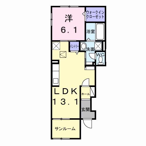 ベルウッド八街Ⅵ(1LDK/1階)の間取り写真