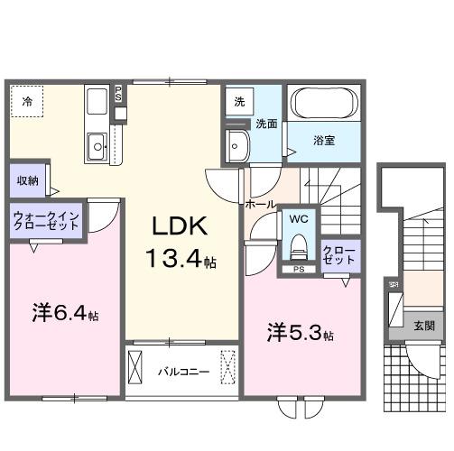 グランテージ佐原(2LDK/2階)の間取り写真