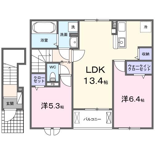 グランテージ佐原(2LDK/2階)の間取り写真