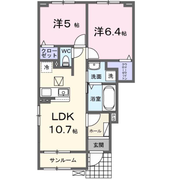 コリーヌ久住Ⅵ(2LDK/1階)の間取り写真
