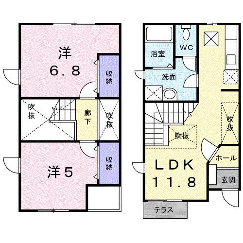 サンシャインⅡ(2LDK/1階)の間取り写真