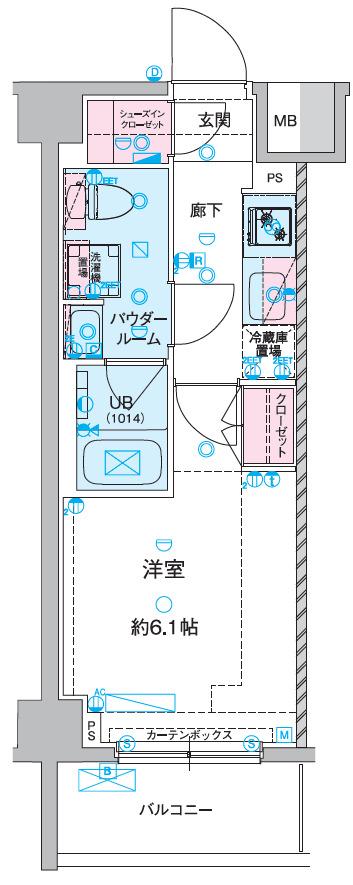 GENOVIA谷塚(1K/3階)の間取り写真