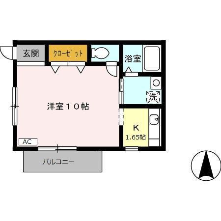 コモドハウスⅡ(1K/1階)の間取り写真