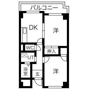 ラ テラス服部(2DK/4階)の間取り写真