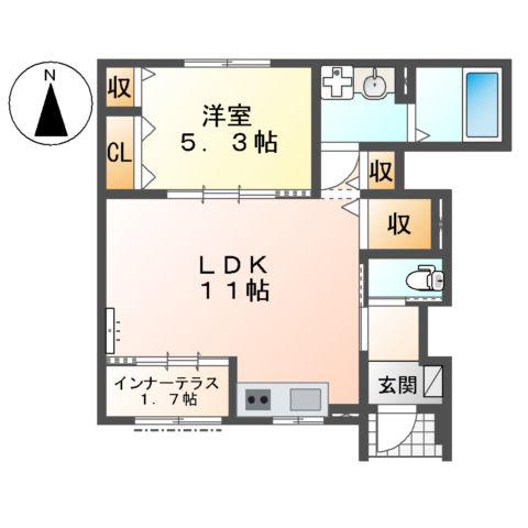 大治町西條アパート(1LDK/1階)の間取り写真