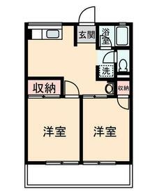 シティハイム八幡Ⅰ(2DK/2階)の間取り写真