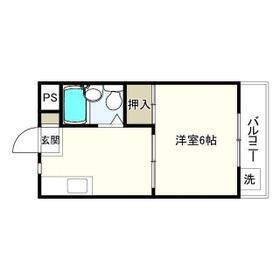 春風の庭とコテージ(1K/2階)の間取り写真