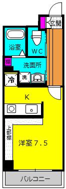 プラザ四天王(ワンルーム/4階)の間取り写真