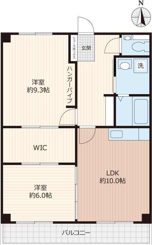 グランパス万場(2LDK/2階)の間取り写真