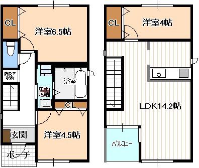 名古屋市鶴舞線 庄内緑地公園駅 徒歩7分 2階建 築9年(3LDK)の間取り写真