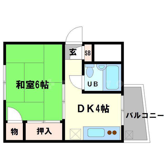 ヴィラ井崎(1DK/2階)の間取り写真