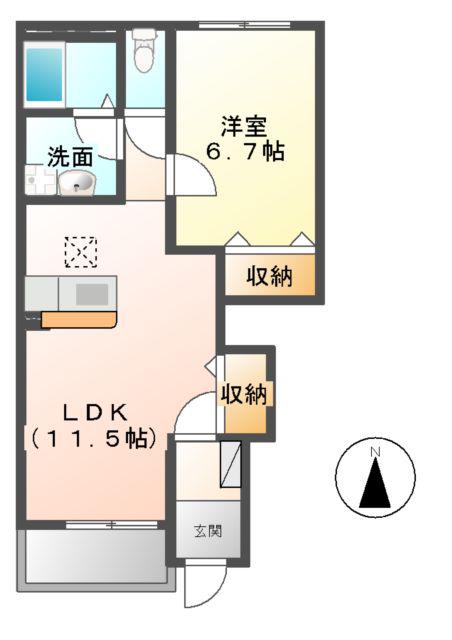 キャトルビアン(1LDK/1階)の間取り写真