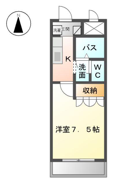 グリーン・ビレッジⅡ(1K/1階)の間取り写真