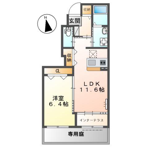 クレインモートプラス(1LDK/1階)の間取り写真