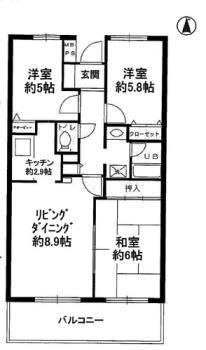 アーバンイケダマンション(3LDK/1階)の間取り写真