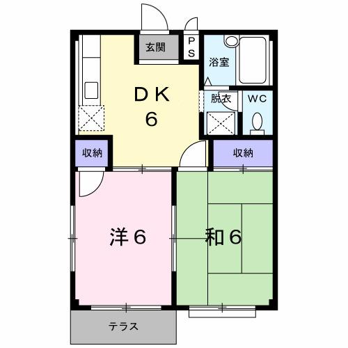エルディム峯パートⅡ(2DK/1階)の間取り写真