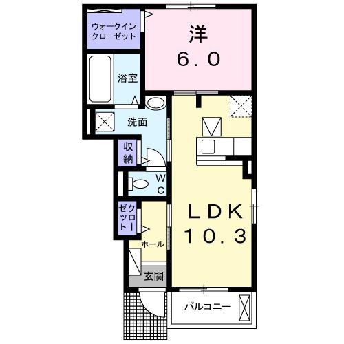 ウエルストン(1LDK/1階)の間取り写真