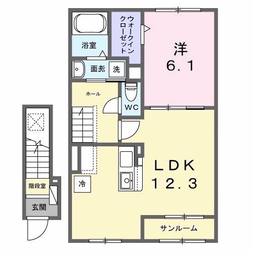 ウエスト.ゲート Ⅰ(1LDK/2階)の間取り写真