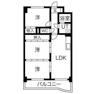 レジデンス東刈谷Ⅲ(3LDK/2階)の間取り写真