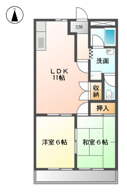 Tハピネス(2LDK/2階)の間取り写真