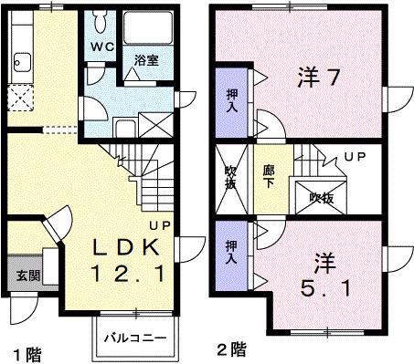 ウイステリアⅠ(2LDK/1階)の間取り写真