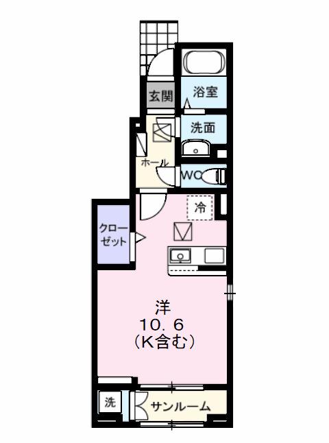 フェニックス Ⅱ(ワンルーム/1階)の間取り写真
