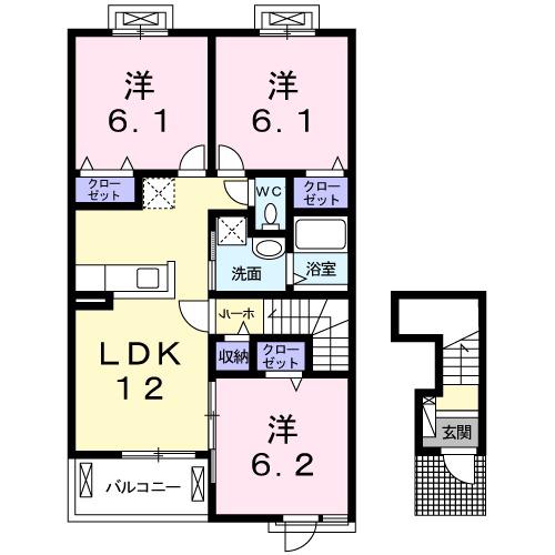 グランドパレス鄕(3LDK/2階)の間取り写真