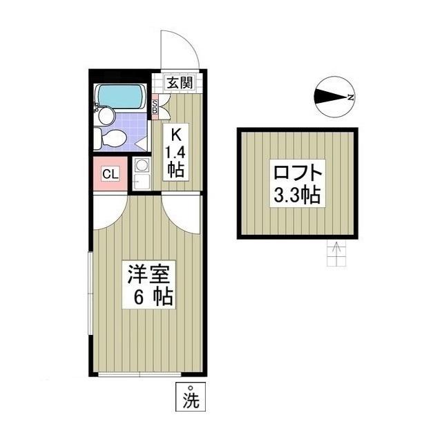 アルトーロ蒲生Ⅰ(1K/1階)の間取り写真
