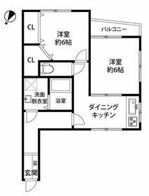 溝口グリーンハイツ(2DK/4階)の間取り写真