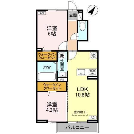 CLASSEUM桶川泉Ⅴ Ⅴ(2LDK/1階)の間取り写真