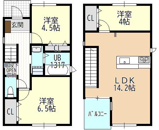 名鉄瀬戸線 瓢箪山駅(愛知) 徒歩16分 2階建 新築(3LDK)の間取り写真