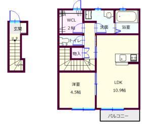 FERES(1LDK/1階)の間取り写真