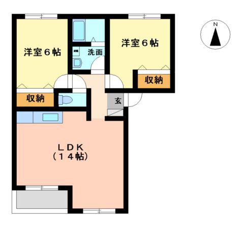 サフィール(2LDK/1階)の間取り写真