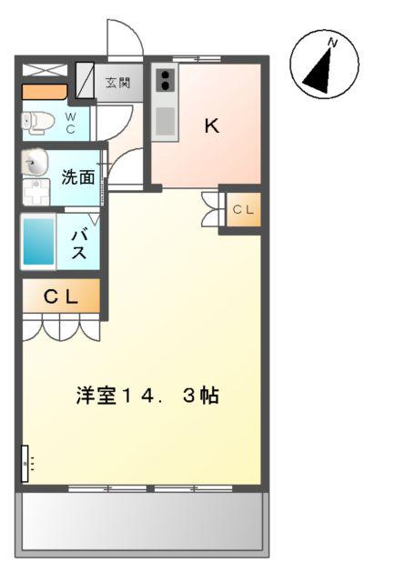 NOBLECHATEAU K.T(1K/2階)の間取り写真