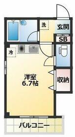 MESⅡ(1K/4階)の間取り写真