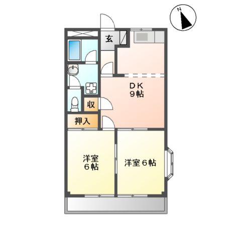 ロイヤルハイツⅡ(2DK/1階)の間取り写真