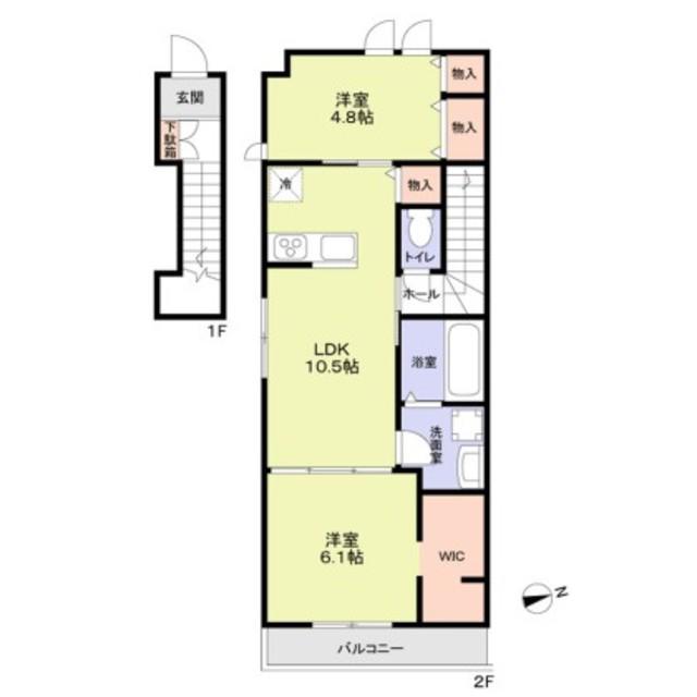NEUENHEIM(2LDK/2階)の間取り写真