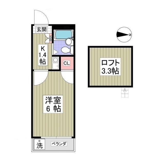 アルトーロ蒲生Ⅰ(1K/2階)の間取り写真