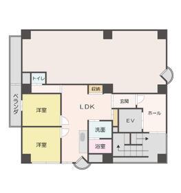 シャトルフジ(2LDK/6階)の間取り写真