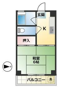 康和ハイツ(1K/1階)の間取り写真