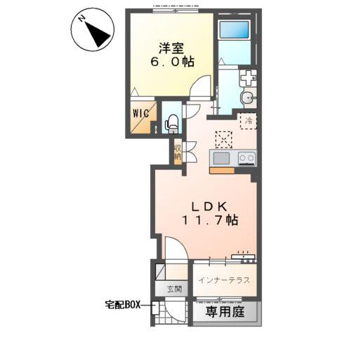 坂戸市千代田 アパートⅡ期工事(1LDK/1階)の間取り写真