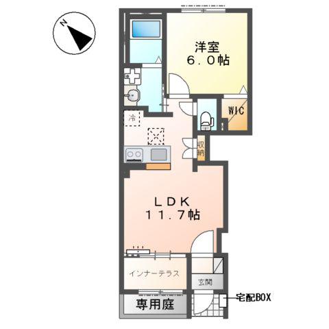 坂戸市千代田 アパートⅡ期工事(1LDK/1階)の間取り写真