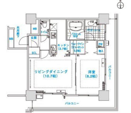 松屋タワー(1LDK/23階)の間取り写真