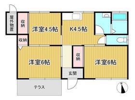 東海道本線 浜松駅 バス乗車時間：14分 蜆塚中学北バス停で下車 徒歩3分 1階建 築53年(3K)の間取り写真