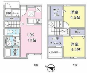 越谷市大沢3丁目AP(2LDK/1階)の間取り写真