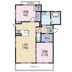キュテレイアB(2LDK/3階)の間取り写真