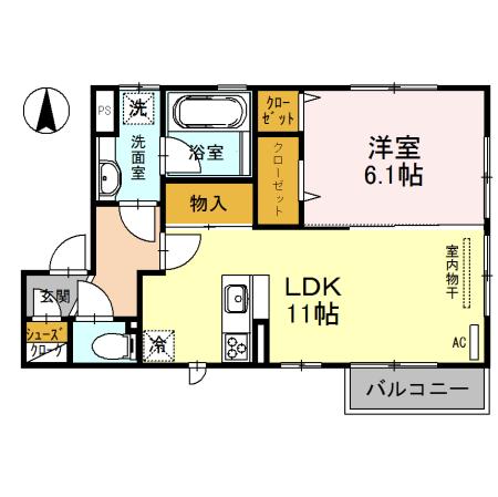 コーポ大敬ⅢA棟(1LDK/2階)の間取り写真