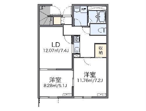レオネクストハッピースクエア(2LDK/1階)の間取り写真