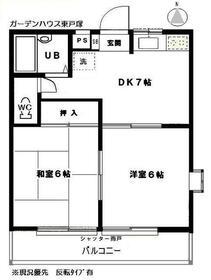 ガーデンハウス東戸B(2DK/2階)の間取り写真