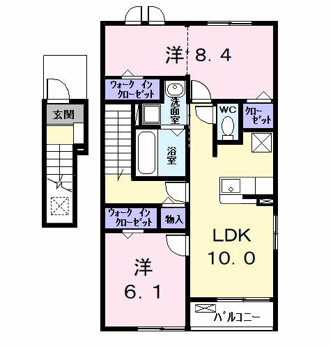 ロークァット Ⅱ(2LDK/2階)の間取り写真